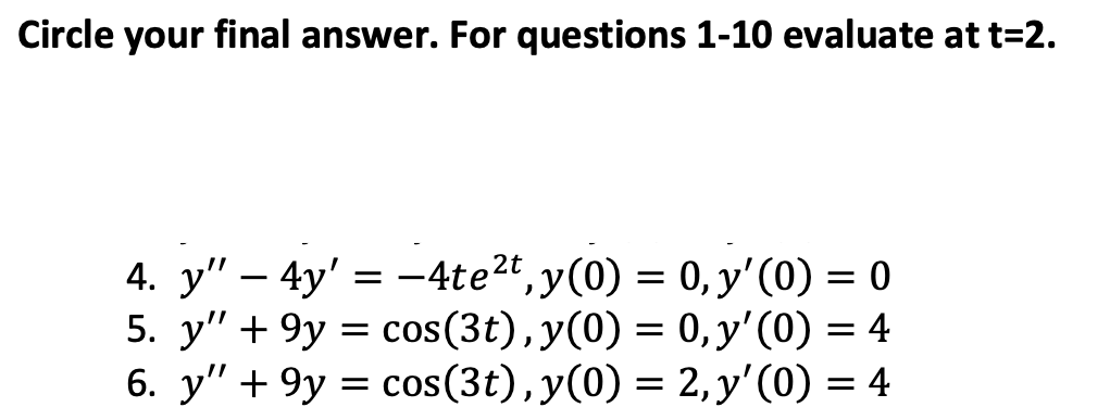 Solved Circle your final answer. For questions 1-10 | Chegg.com