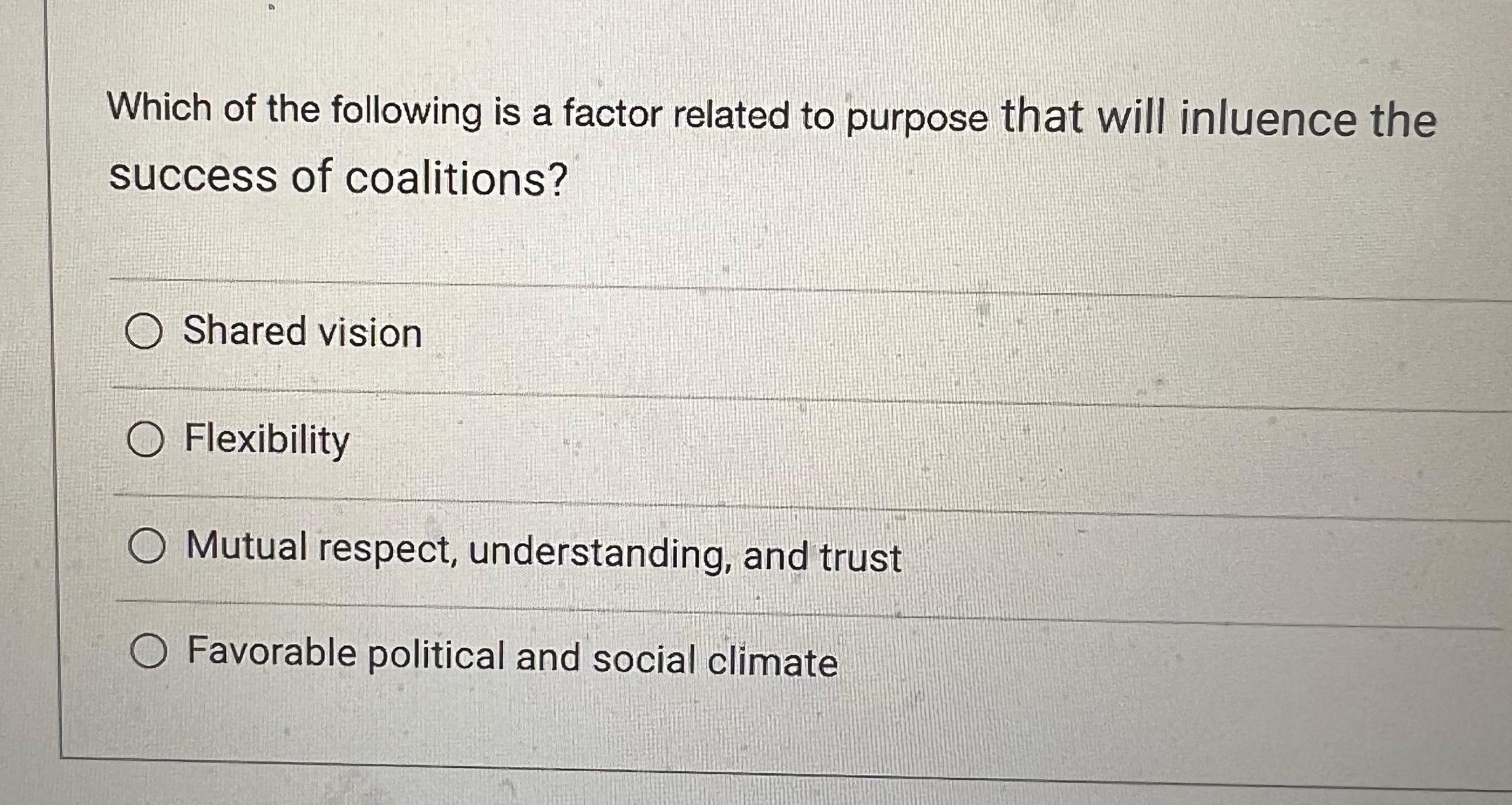 Solved Which of the following is a factor related to purpose | Chegg.com