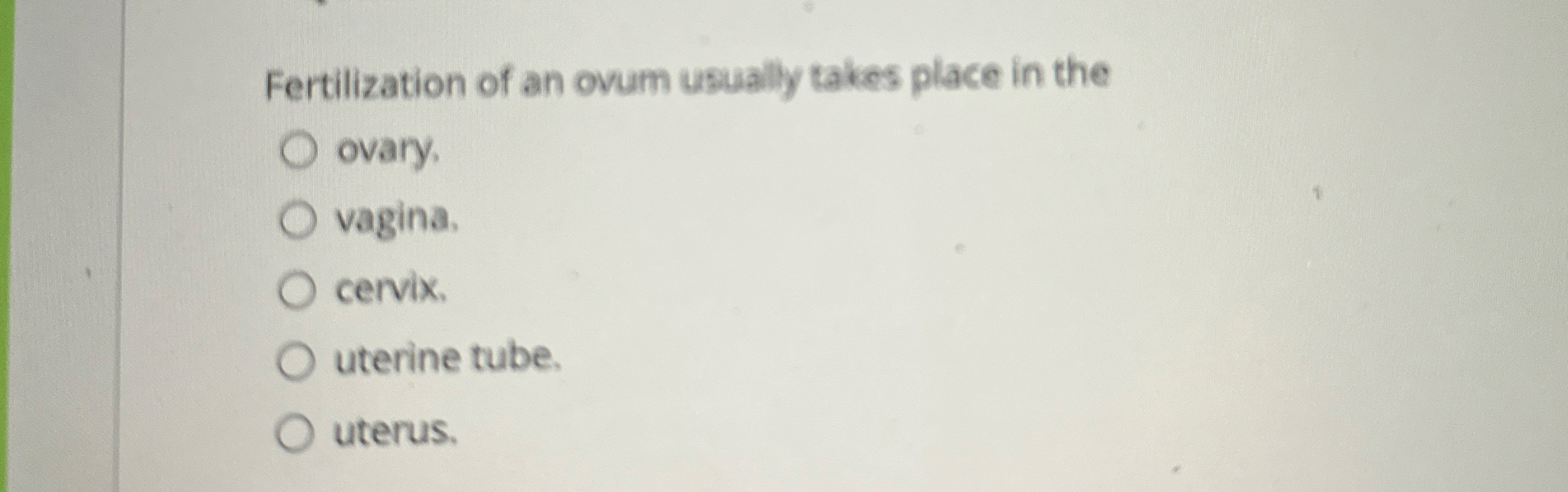 fertilization of the ovum usually takes place in the