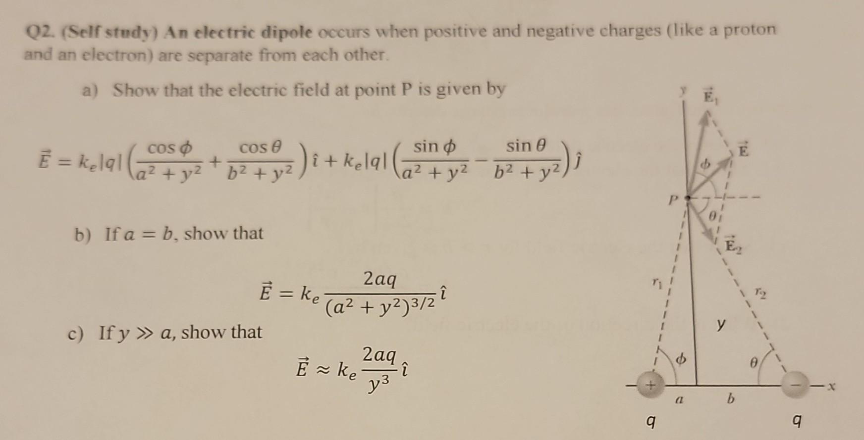 Solved Q2. (Self study) An electric dipole occurs when | Chegg.com