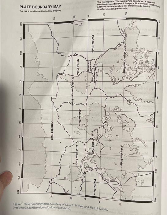 Solved 1. Using the General Plate Boundary Map (figure 1), | Chegg.com