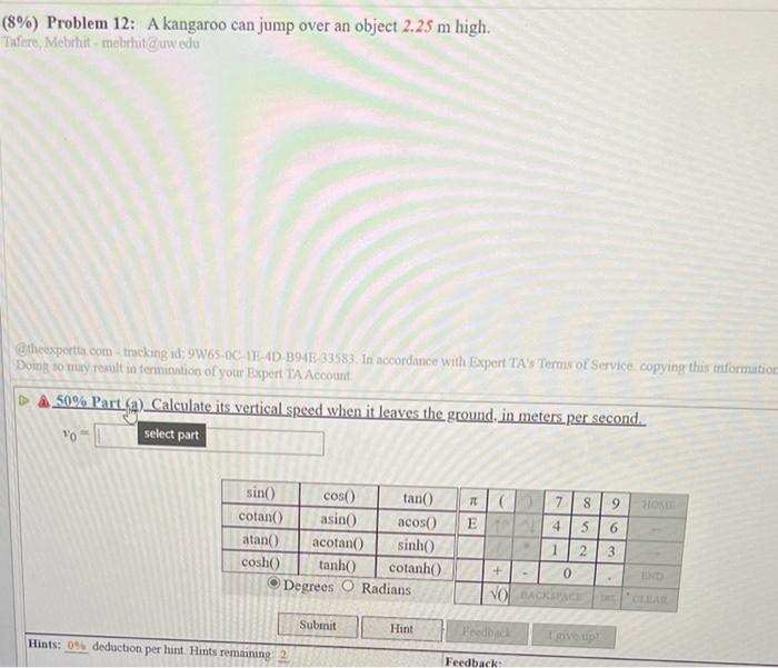 Solved (8) Problem 12 A kangaroo can jump over an object