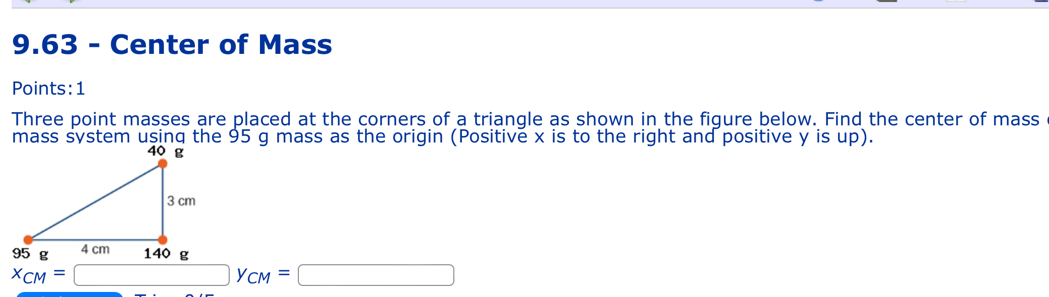 Solved 9.63 - ﻿Center of MassPoints: 1Three point masses are | Chegg.com