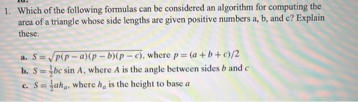 Solved 1. Which of the following formulas can be considered | Chegg.com