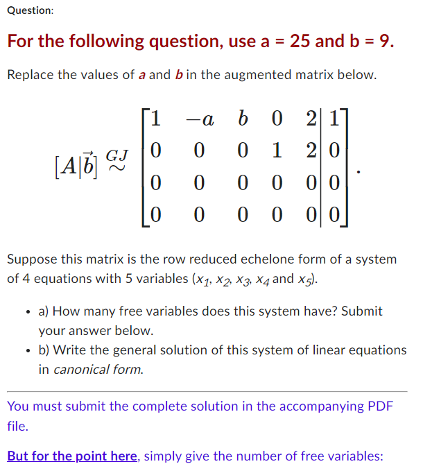 Solved For the following question, use a = 25 ﻿and b | Chegg.com