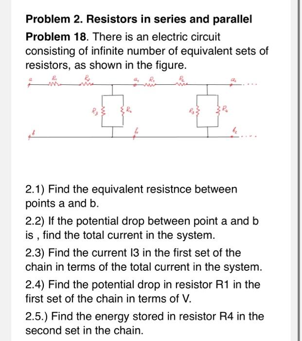 Solved Problem 2. Resistors in series and parallel Problem | Chegg.com