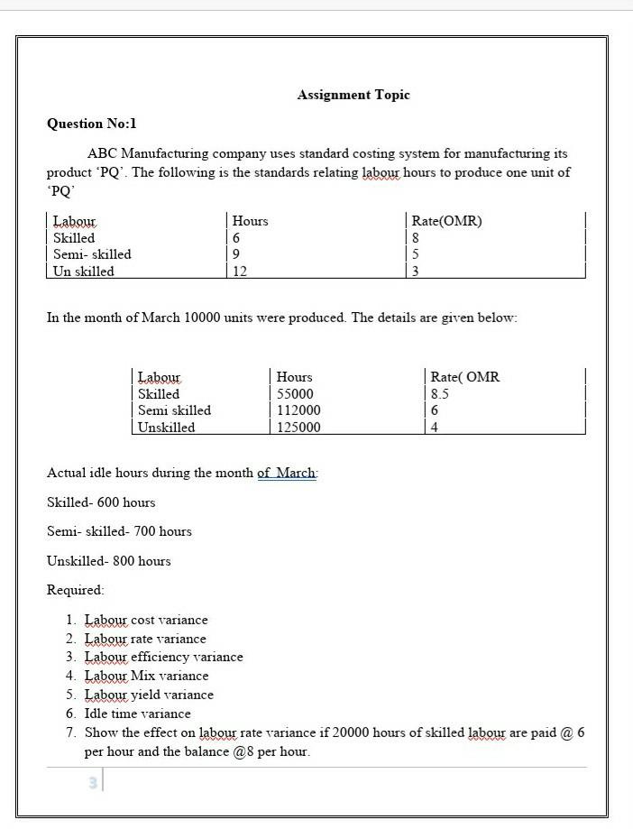 Labour Variances and Idle Time 