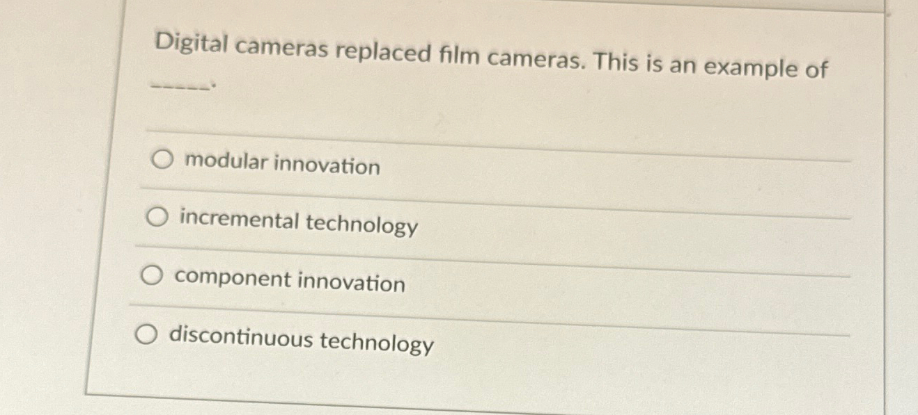 Solved Digital cameras replaced film cameras. This is an | Chegg.com