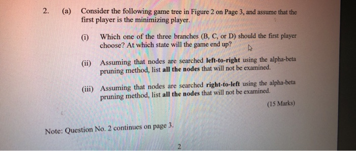 2. (a) Consider the following game tree in Figure 2 | Chegg.com