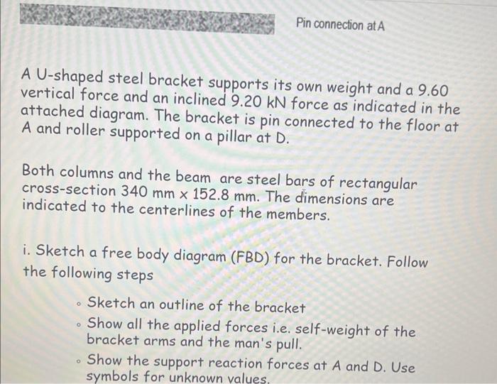 Solved A U-shaped steel bracket supports its own weight and | Chegg.com
