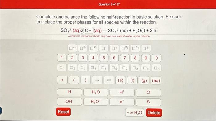 Solved Complete And Balance The Following Half-reaction In | Chegg.com