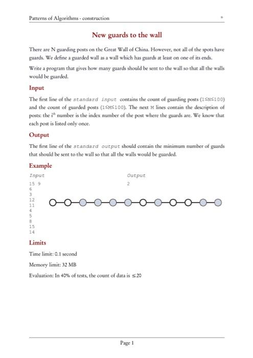 Solved Patterns of Algorithms - construction New guards to | Chegg.com