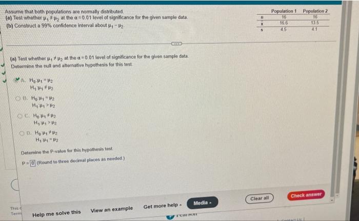 Solved Population 2 16 Assume That Both Populations Are | Chegg.com