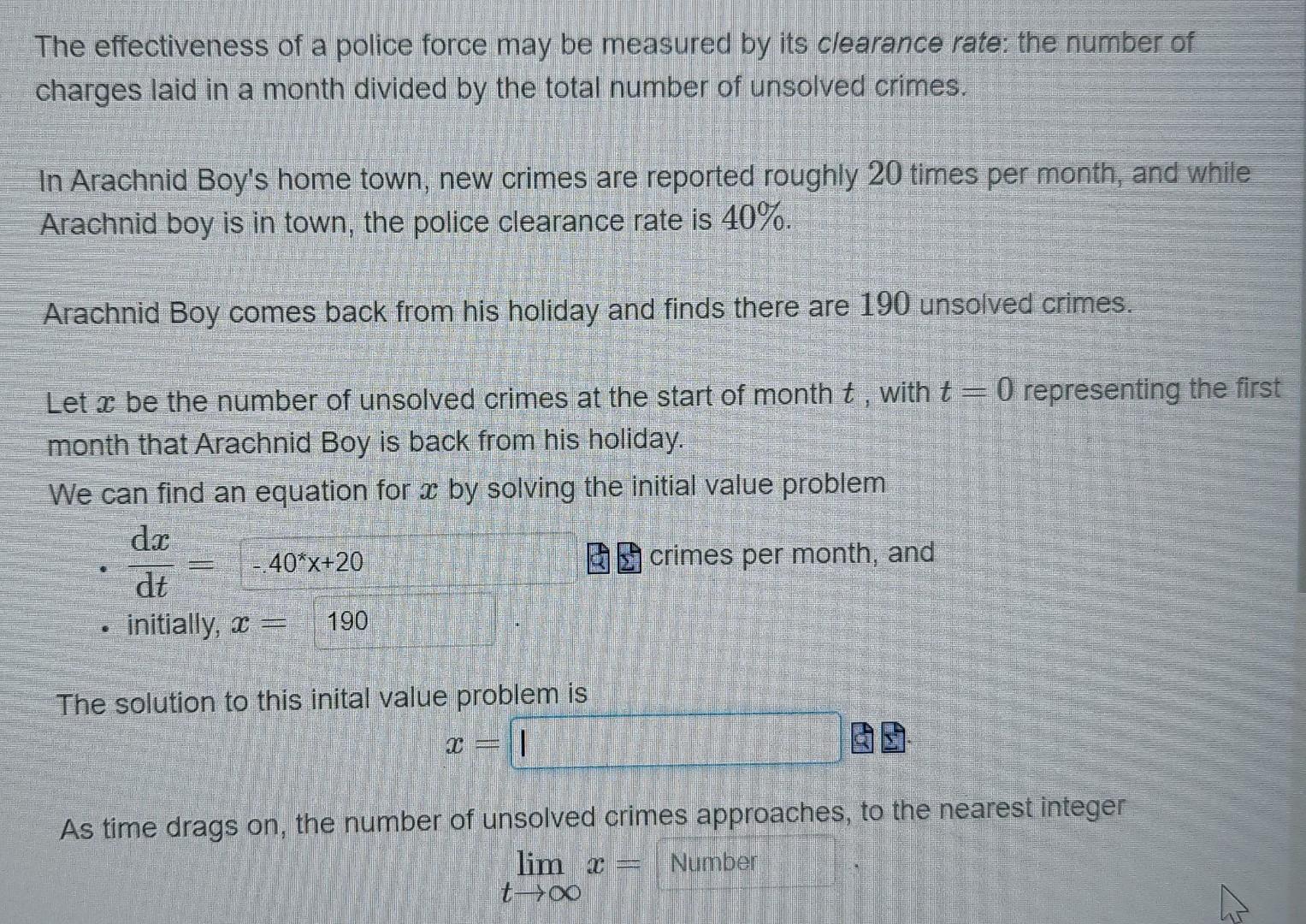 Solved The effectiveness of a police force may be measured | Chegg.com