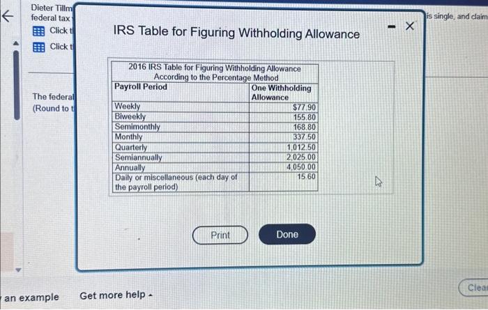 Solved IRS Table for Figuring Withholding AllowanceTable for | Chegg.com