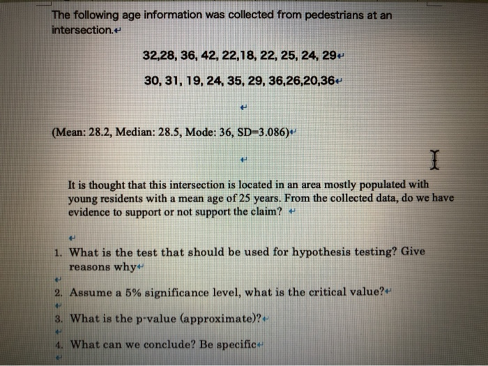 Solved The following age information was collected from | Chegg.com