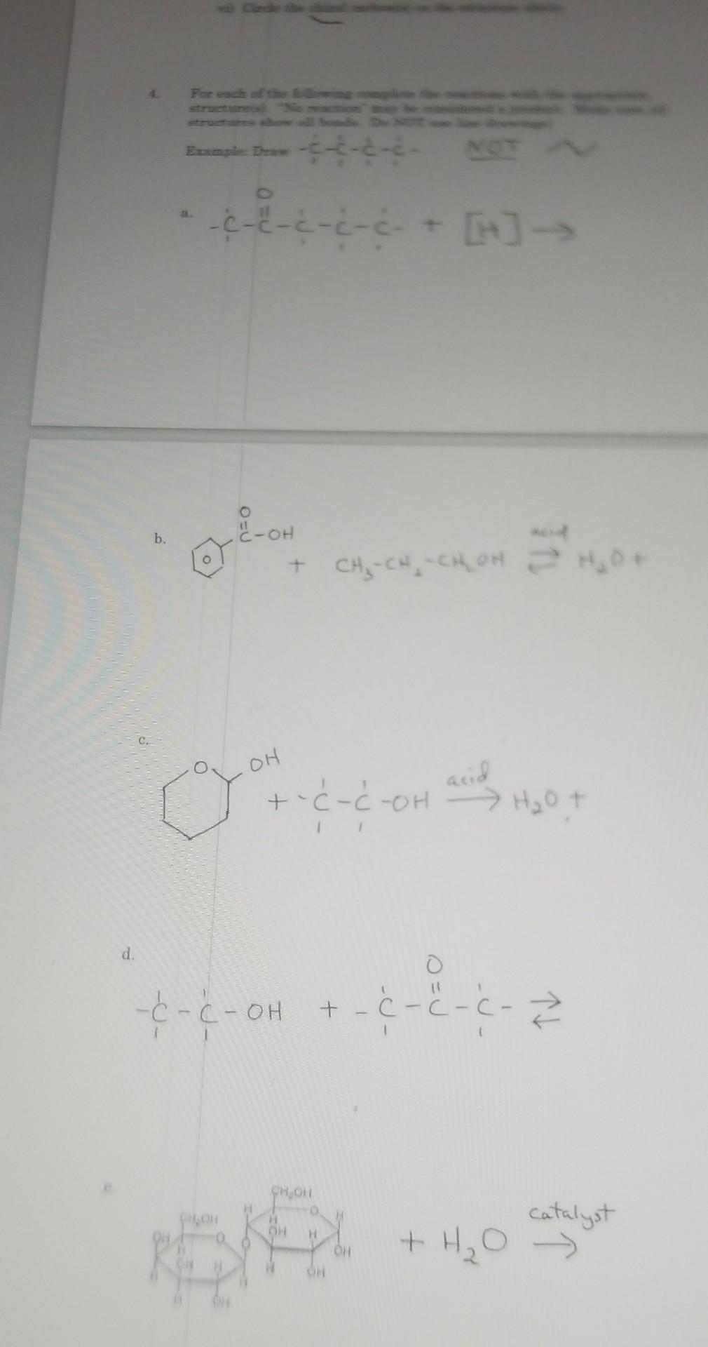 Solved For each of the following complete the reactions with | Chegg.com