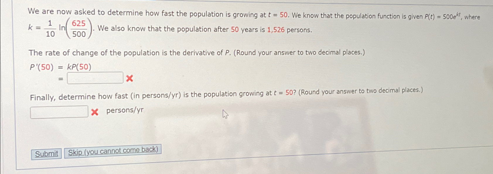 We are now asked to determine how fast the population | Chegg.com