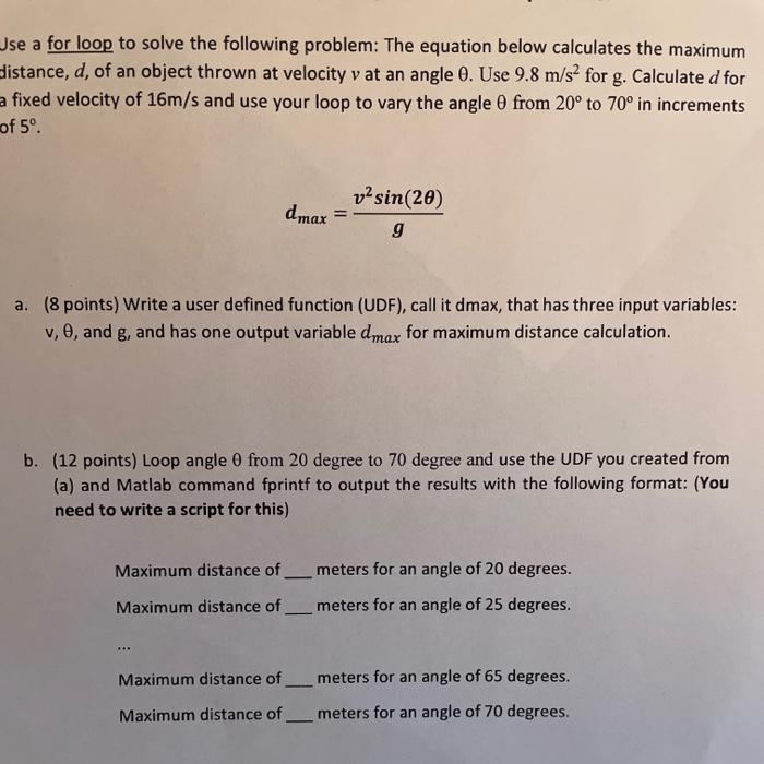 Solved Jse a for loop to solve the following problem: The | Chegg.com