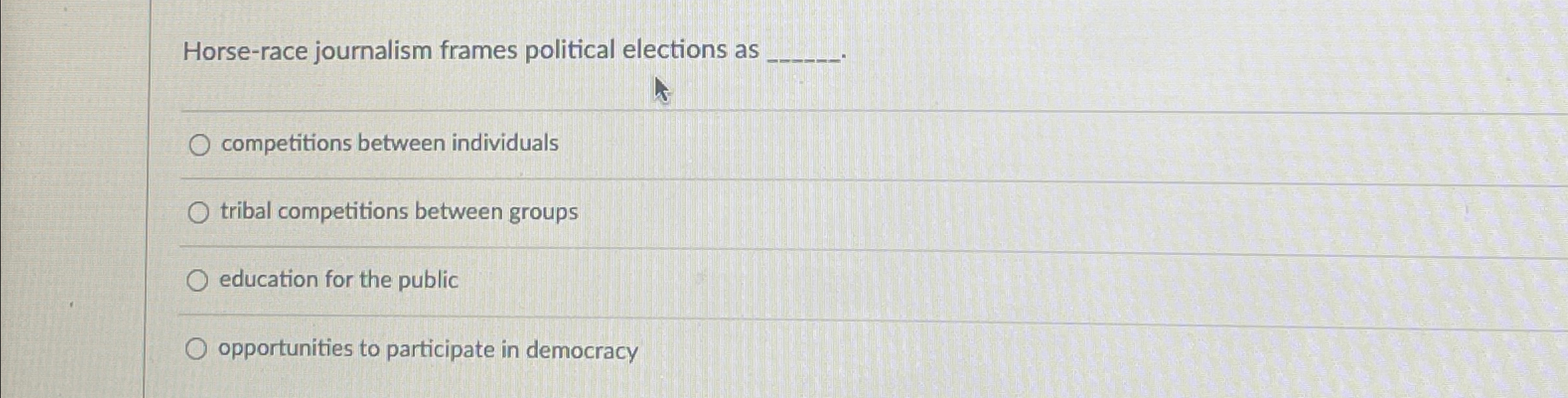 Solved Horserace journalism frames political elections