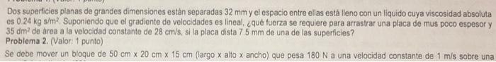 Dos superficies planas de grandes dimensiones estann separadas \( 32 \mathrm{~mm} \) y el espacio entre ellas está lleno con