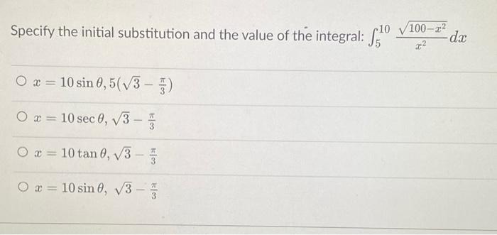 Solved Specify the initial substitution and the value of the | Chegg.com