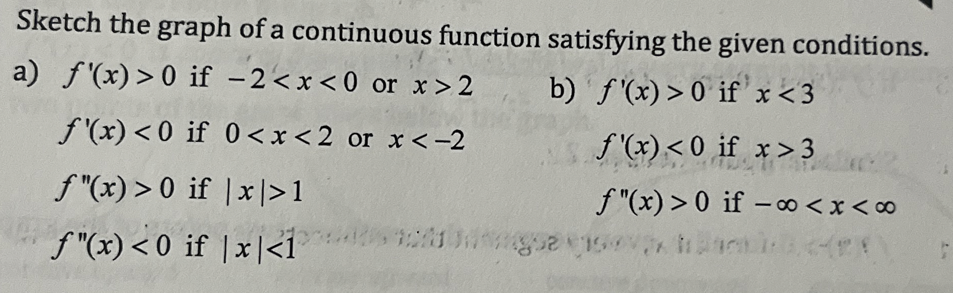 Solved Sketch the graph of a continuous function satisfying | Chegg.com