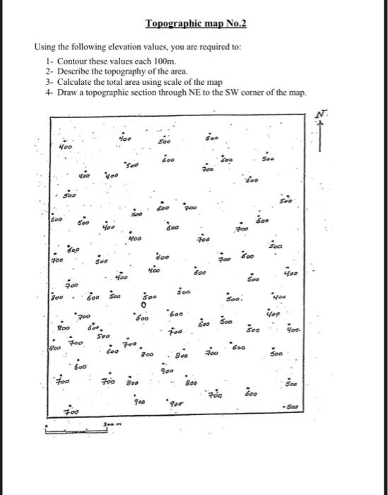 Solved Topographic map No.1 Using the following elevation | Chegg.com