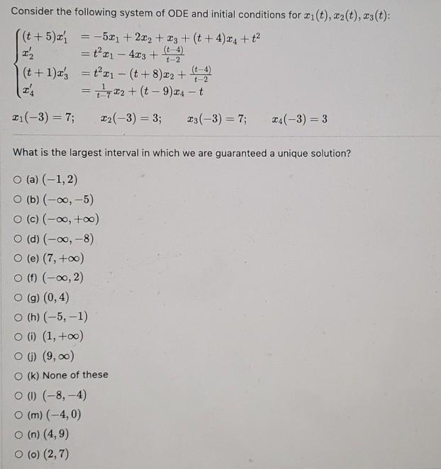 Solved Consider the following system of ODE and initial | Chegg.com
