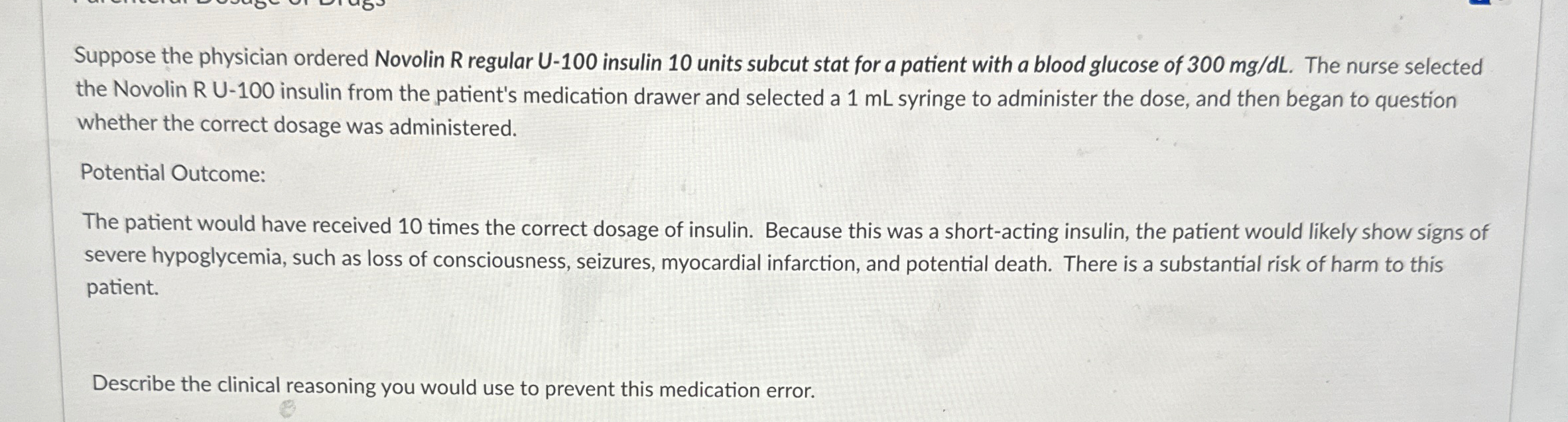 Solved Suppose the physician ordered Novolin R regular U-100 | Chegg.com