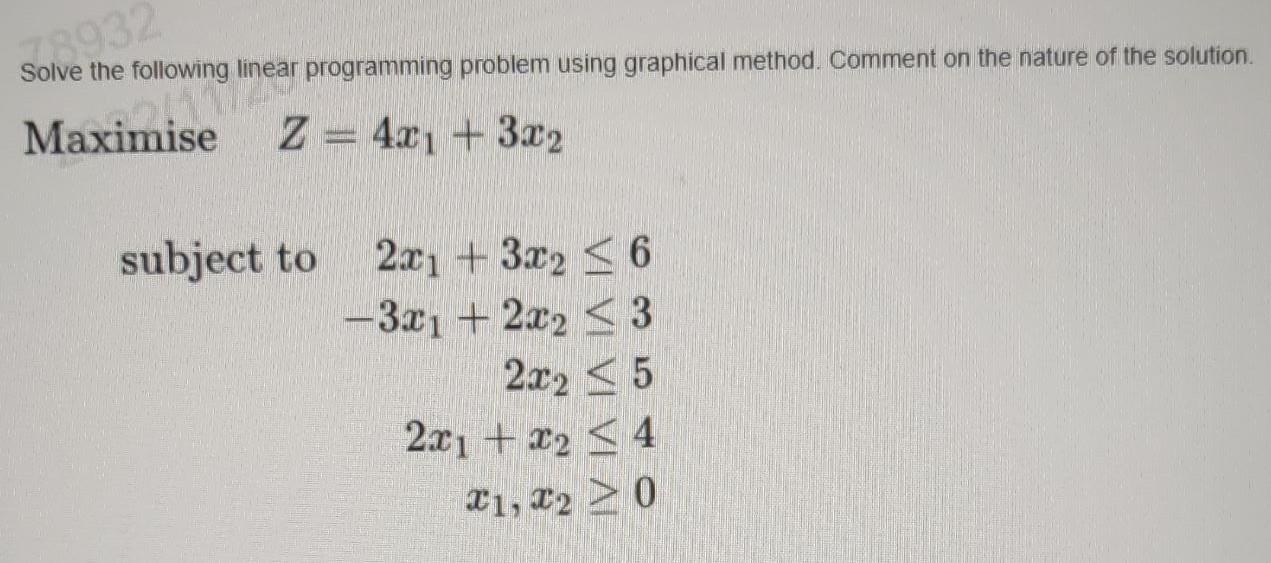 Solved Solve the following linear programming problem using | Chegg.com