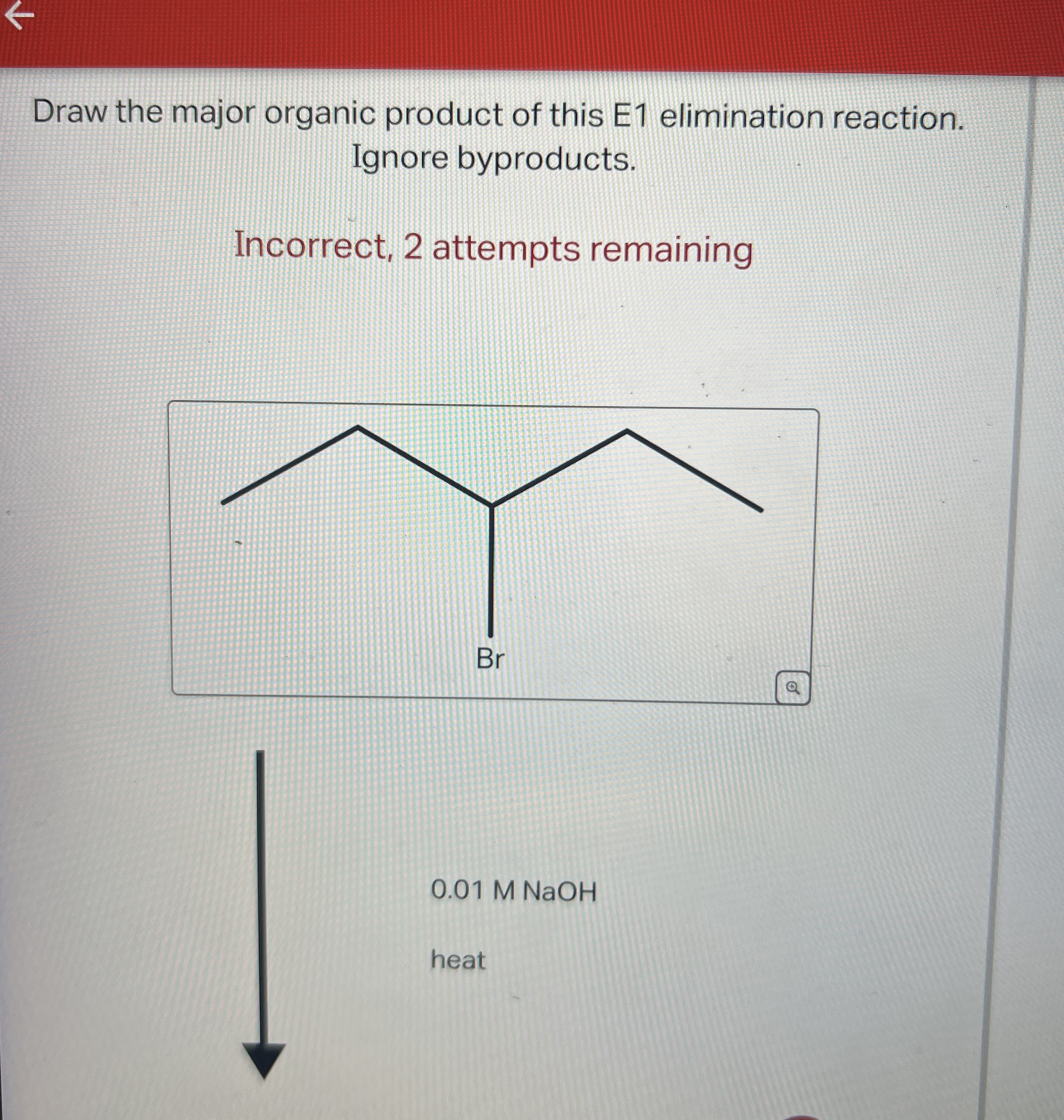 Solved Draw the major organic product of this E1