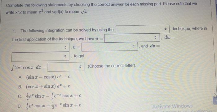 Solved Complete the following statements by choosing the | Chegg.com