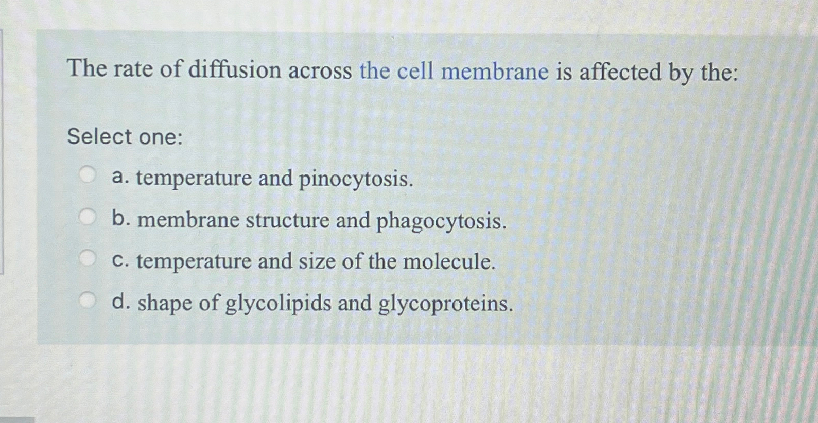 Solved The rate of diffusion across the cell membrane is | Chegg.com