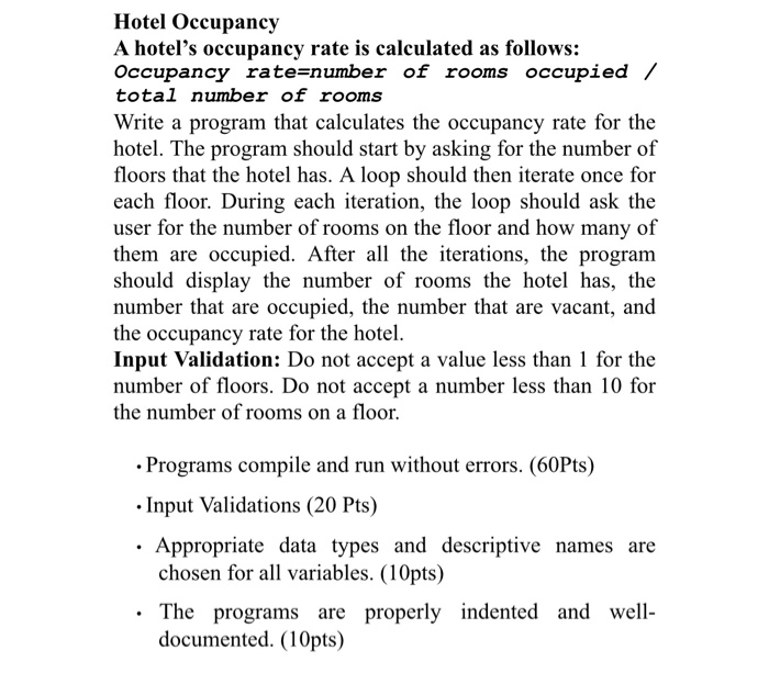 Solved Hotel Occupancy A Hotel's Occupancy Rate Is | Chegg.com | Chegg.com