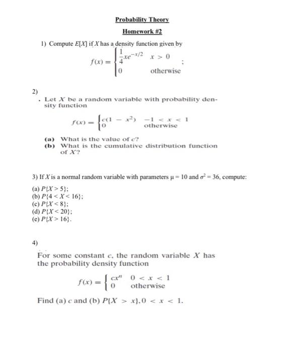 probability theory homework