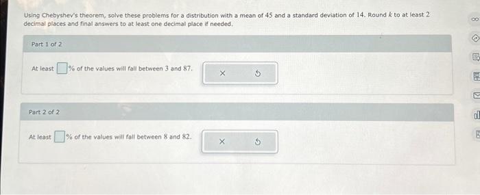 Solved Using Chebyshev's Theorem, Solve These Problems For A | Chegg.com