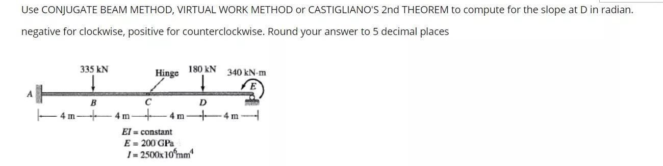 Solved Use CONJUGATE BEAM METHOD, VIRTUAL WORK METHOD or | Chegg.com