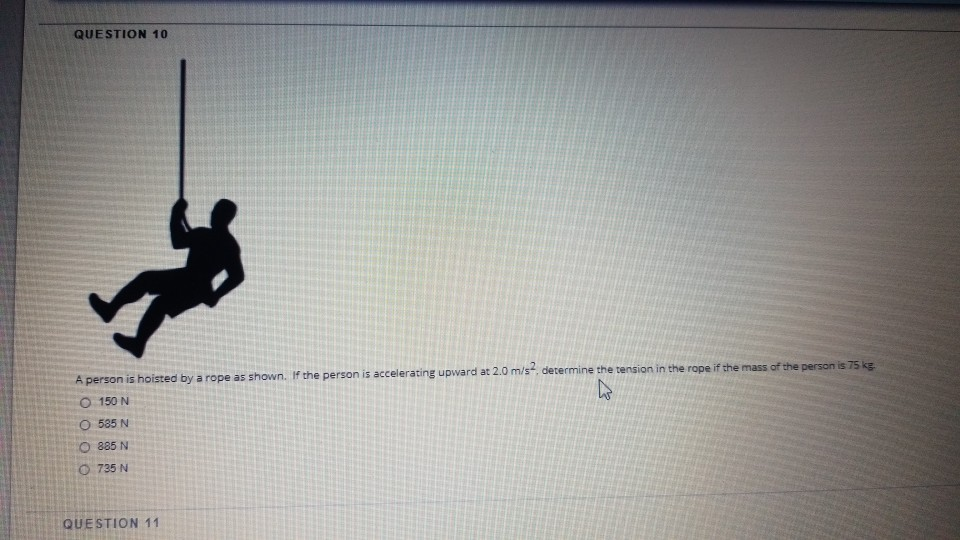The Hanging Rope Problem Solved QUESTION 9 A person is suspended by a rope as shown. | Chegg.com