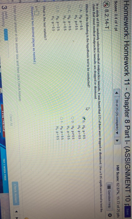 Solved Homework: Homework 11 - Chapter 8 Part I- (ASSIGNMENT | Chegg.com