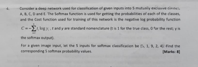 Solved Consider a deep network used for ciassification of | Chegg.com