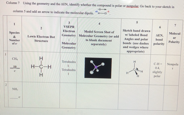 Solved Column 7 Using the geometry and the AEN, identify | Chegg.com