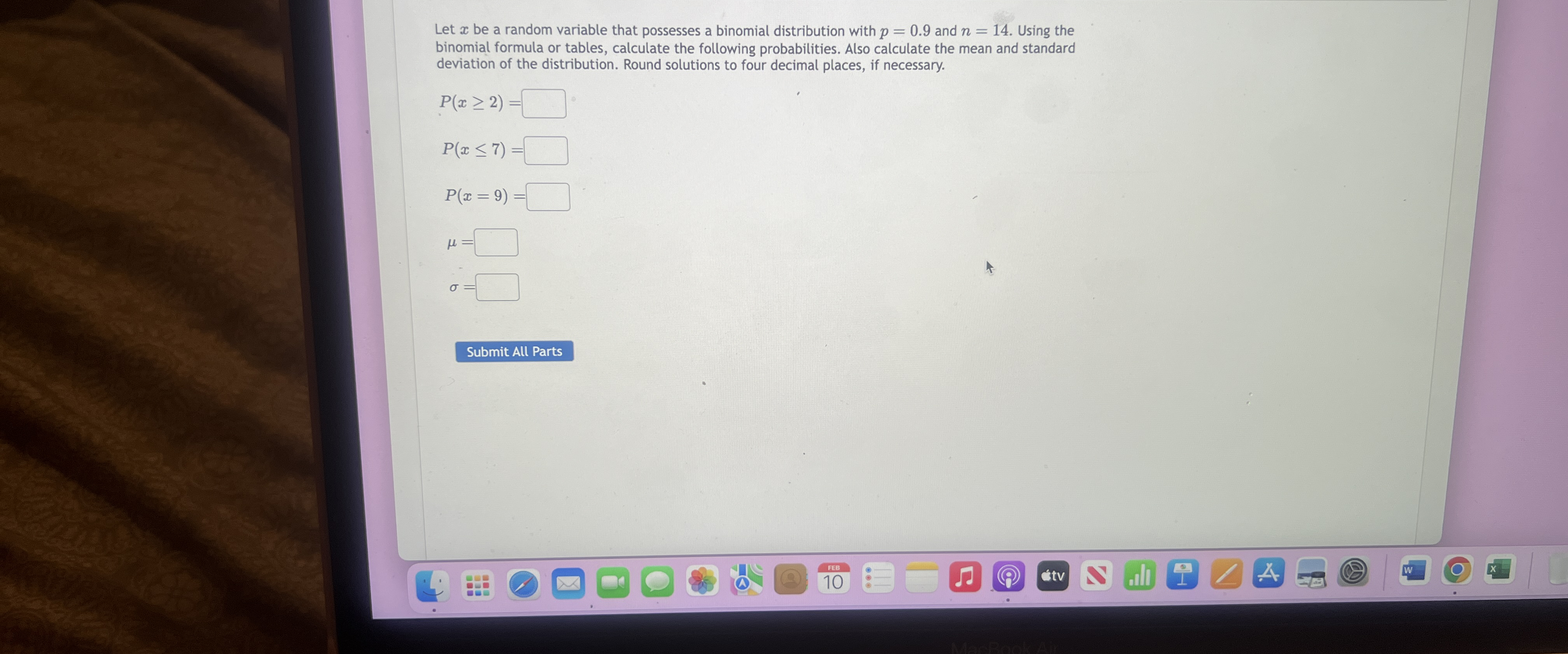 Solved Let x ﻿be a random variable that possesses a binomial | Chegg.com