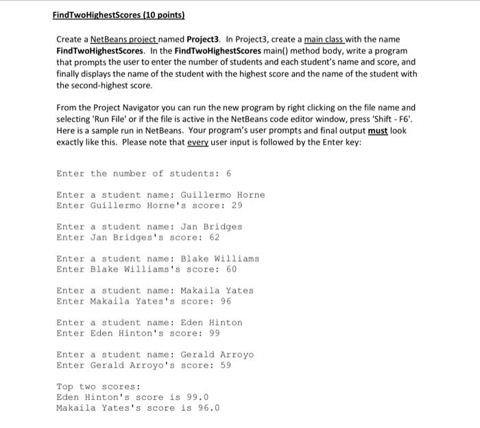 Solved Create a NetBeans project named Project3. In | Chegg.com