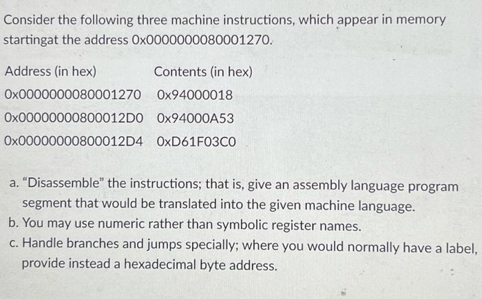 Solved Consider the following three machine instructions, | Chegg.com