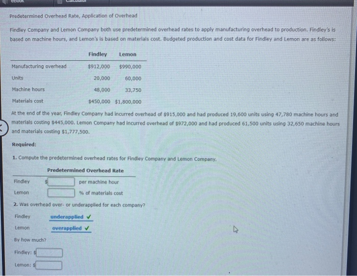 Solved Predetermined Overhead Rate, Application of Overhead