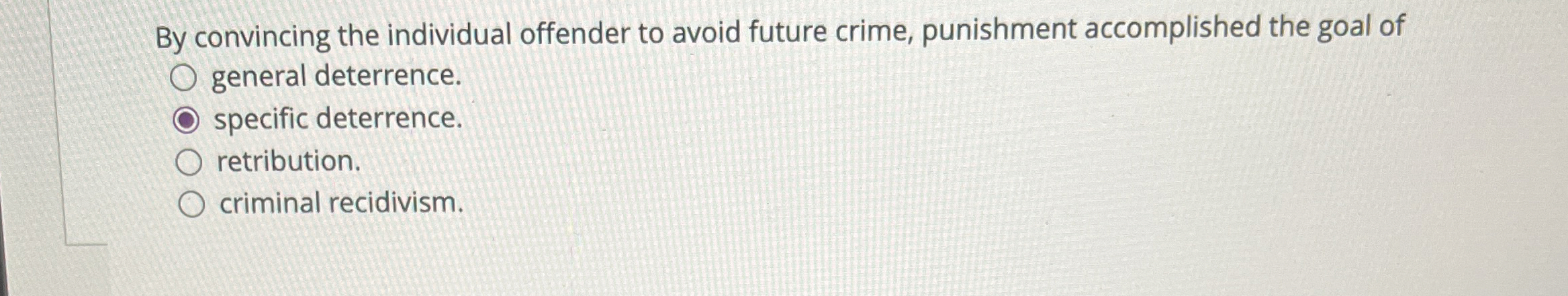 Solved By convincing the individual offender to avoid future | Chegg.com