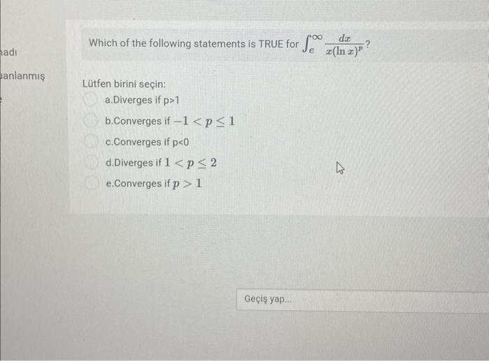Solved Which of the following statements is TRUE for | Chegg.com