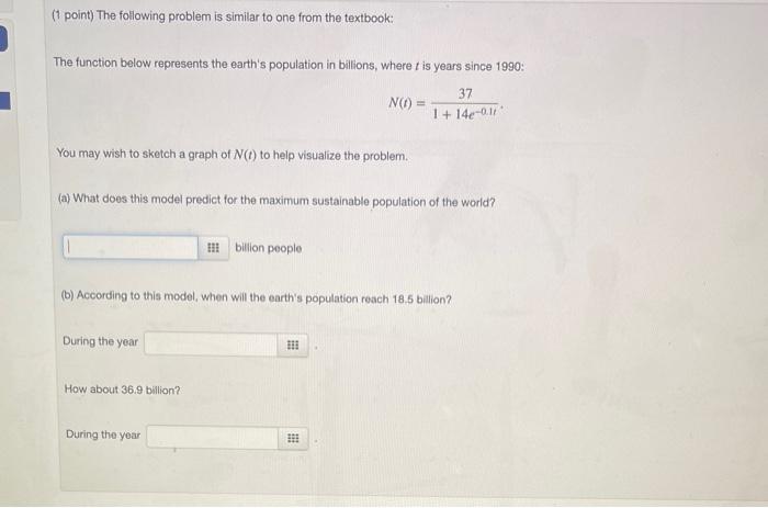 Solved (1 point) The following problem is similar to one | Chegg.com