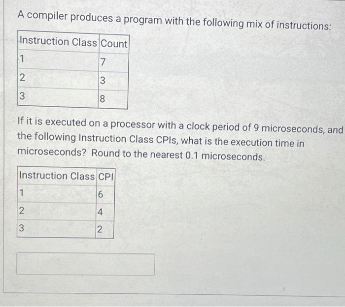 Solved A compiler produces a program with the following mix | Chegg.com